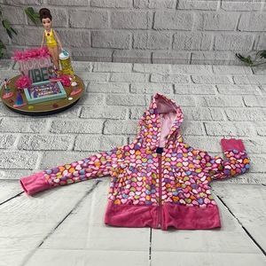 Girl's Basic Additions Multicolored Heart Pattern Zip Hooded Jacket (XS) CU07